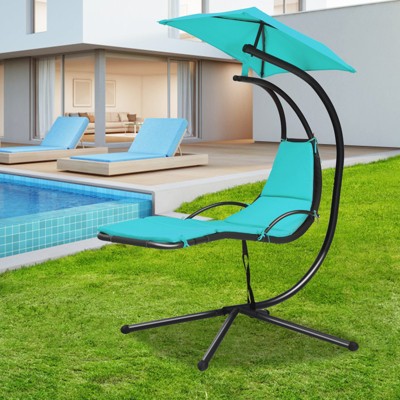 Tangkula Outdoor Hanging Chaise Lounge Chair Floating Chaise Swing