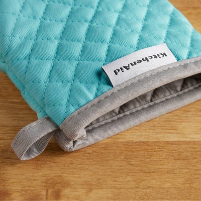Aqua Silicone Print Mini Oven Mitts, 2-Pack