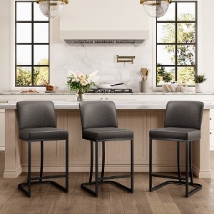 Captiva Designs 24 inch Height Bar Stool with Faux Leather & Padded Seat and Back & Sturdy Steel Frame - 1 of 4