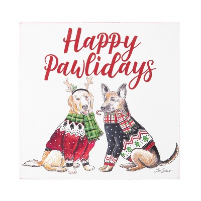 Gallerie II Happy Pawlidays Wall Art 8 x 8 x 1 Inches.