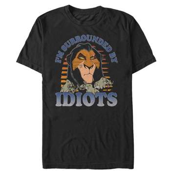 Men's Lion King Scar Surrounded By Idiots Sunset  T-Shirt - Black - 3X Large