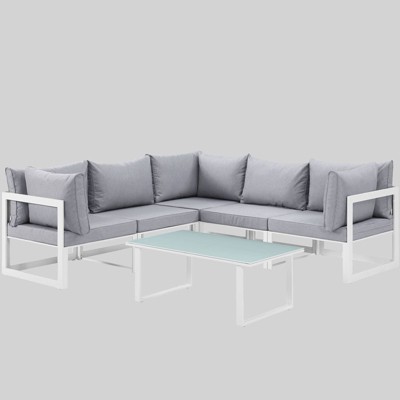 Fortuna 6pc Outdoor Patio Sectional Sofa Set - Gray - Modway