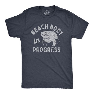 Mens Beach Body In Progress T Shirt Funny Big Chubby Manitee Tee For Guys - Crazy Dog Men's T Shirt - 1 of 4