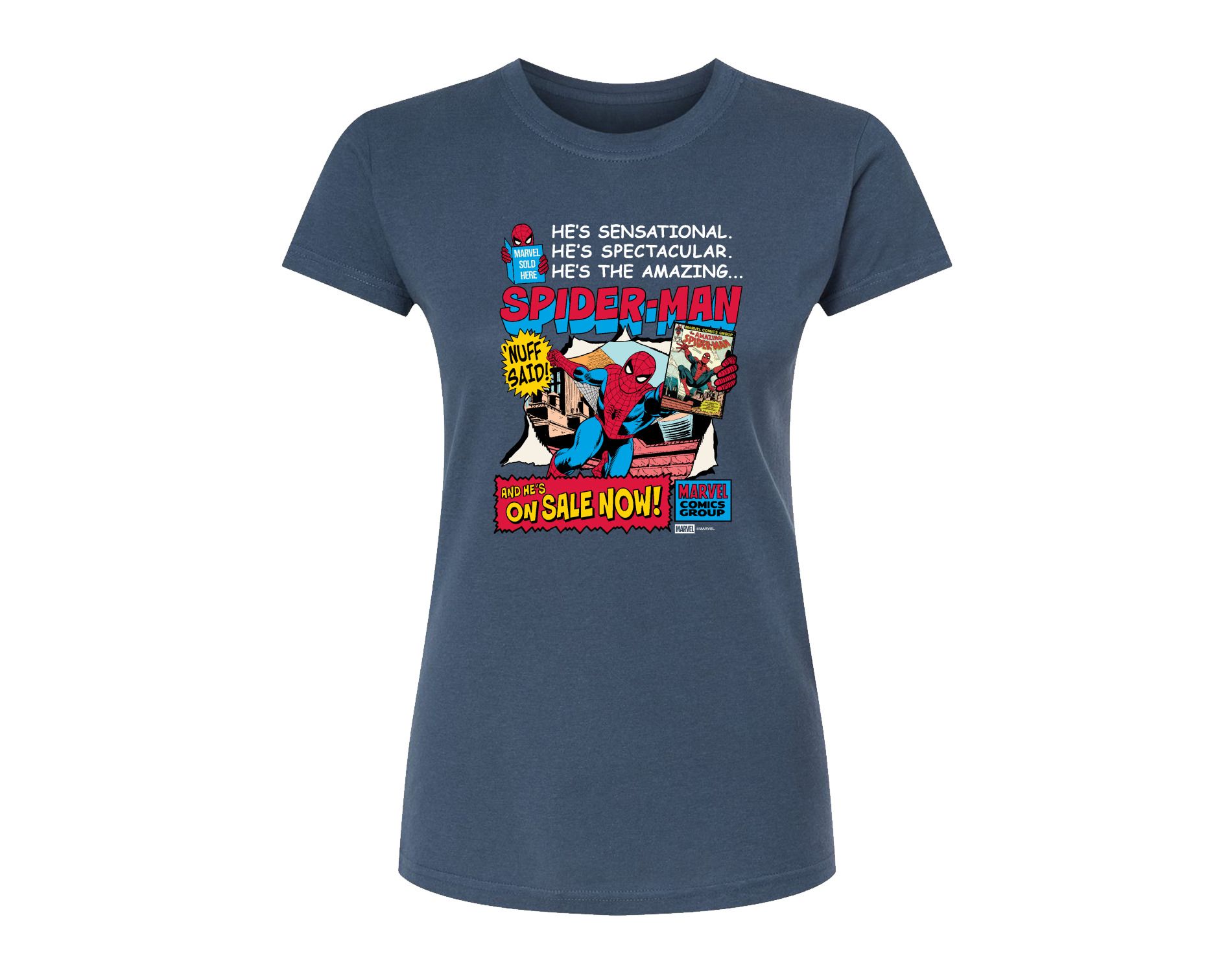 Women's Marvel Spider-Man He's Sensational Comic Fitted Graphic T-Shirt - Indigo - Small