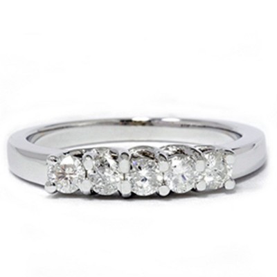 Pompeii3 White Gold 1/2ct 14K Diamond Wedding Guard Ring New