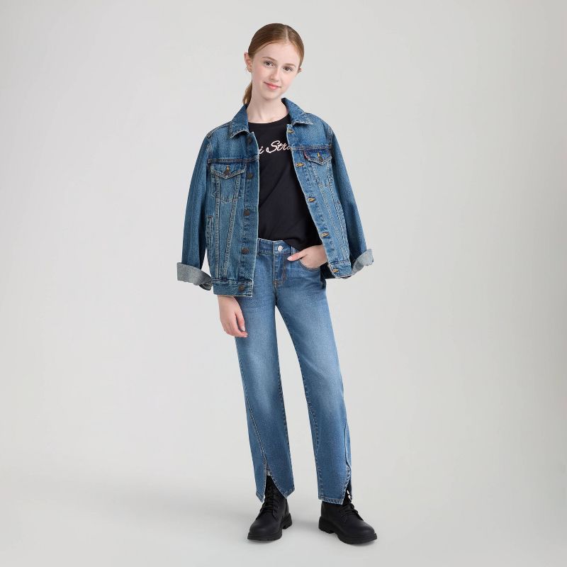 Levi's® Girls' Regular-Rise Split Straight Leg Jeans - Medium Wash 7