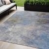 Denim Blue And Ivory Abstract Washable Indoor Outdoor Area Rug - 2 of 4