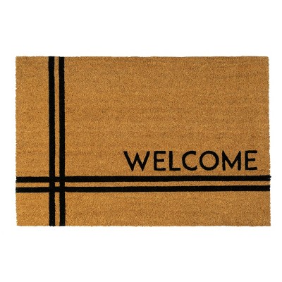 1'5 X 2'5 Crisscross Welcome Indoor/outdoor Coir Doormat Natural/black -  Entryways : Target