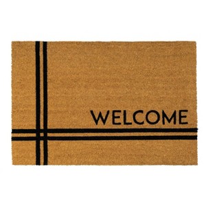 2' x 3' Crisscross Welcome Indoor/Outdoor Coir Doormat Natural/Black - Entryways: PVC Backed, Shake Clean - 1 of 2