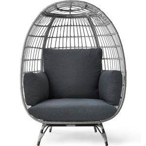 Best Choice Products Wicker Egg Chair Oversized Indoor Outdoor Patio Lounger w/ Steel Frame, 440lb Capacity - 1 of 4