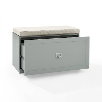 Harper Modern Gray Linen Blend Storage Bench with Cushion