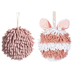 REGALWOVEN 2 Pcs Comfortable Soft Absorbent Chenille Ball Fuzzy Hand Towels - 1 of 4
