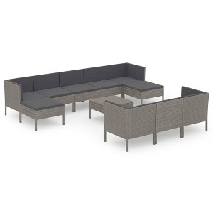 vidaXL Patio Lounge Set Outdoor Sectional Sofa Set Table Poly Rattan Gray - 1 of 4