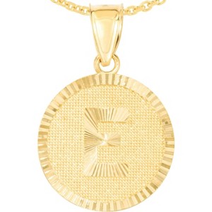 10k Yellow Gold 0.63" Personalized Medallion Alphabet Letter A - Z Initial Charm Pendant with optional Extendable Chain Necklace - 1 of 4