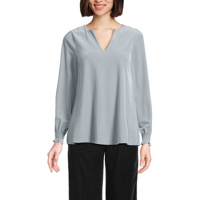 Lands' End Women's Long Sleeve Velvet Blouse