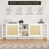 Rattan TV Stand for 65 Inch, Modern Entertainment Center with Marble Color, Boho TV Console with Doors and Shelves, Media TV Cabinet - 4 of 4