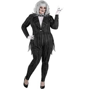 HalloweenCostumes.com 1X Women Women's Plus Size Nighttmare Before Christmas Jack Skellington Halloween Costume, White/Black - 1 of 4