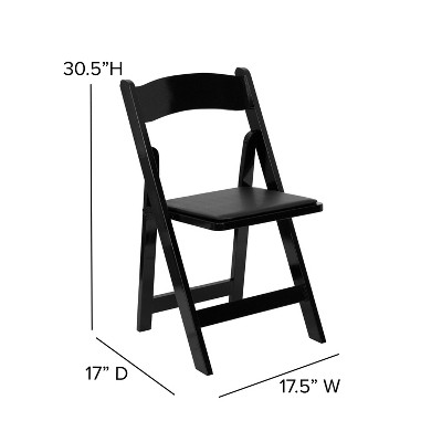 Black Wood Folding Chair with Vinyl Padded Seat, Set of 2