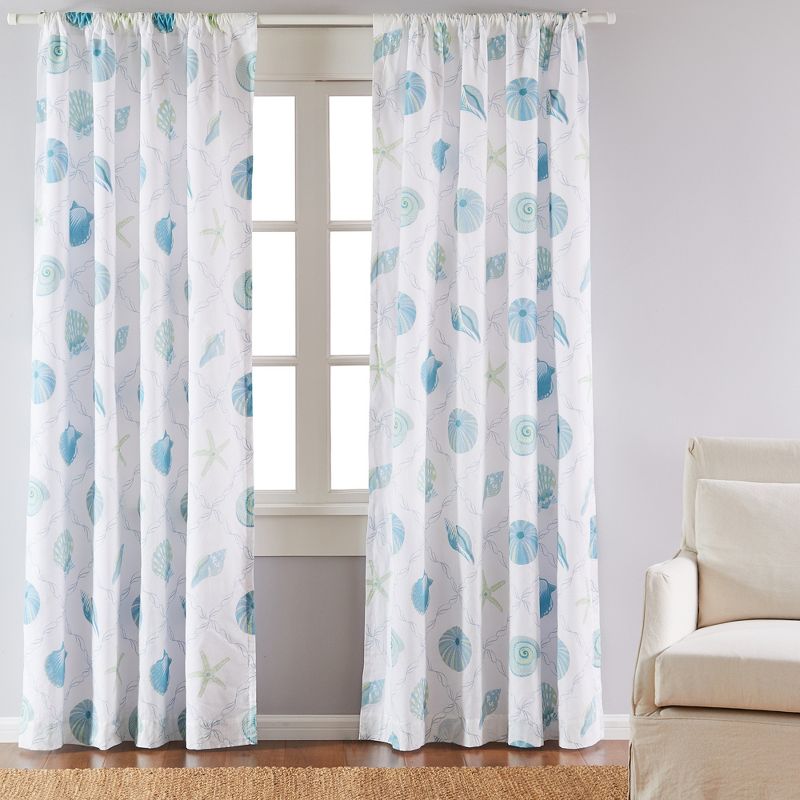 Marine Dream Seaglass Lined Curtain Panel with Rod Pocket - Levtex Home, 1 of 4