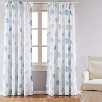 Marine Dream Seaglass Lined Curtain Panel with Rod Pocket - Levtex Home