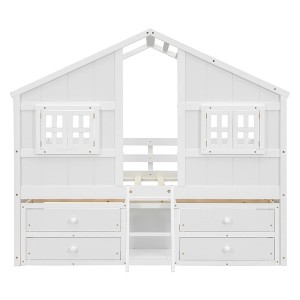 YOOCOZZ Full Size House Loft Bed with Roof and 4 Storage Drawers - 1 of 4