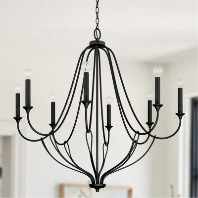 Bentley Black Iron 8-Light Empire Chandelier with Artistic Loops