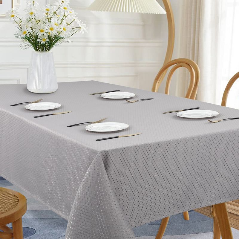 Waffle Jacquard Tablecloth, Water Resistant 180GSM Fabric Table Cloth Cover for Dining Tables, 2 of 6