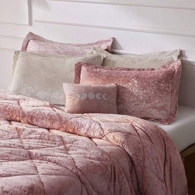 Blush Velvet Twin/Twin XL Duvet Cover Set with Quilted Design