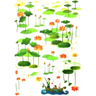 Slickblue Attractive Lotus Wall Decals Vinyl Stickers for Peaceful and Elegant Home Décor 19.6x27.5 inch
