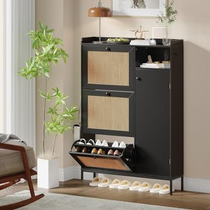 COZONY Flip-Drawer Shoe Cabinet Collection, Rattan Door Storage Organizer with Adjustable Shelves, Freestanding Entryway Shoe Rack for Home - 1 of 4