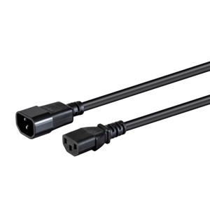 Monoprice Extension Cord - 8 Feet - Black | IEC 60320 C14 to IEC 60320 C13, 14AWG, 15A, 100-250V, For Powering Computers, Monitors, and other - 1 of 4