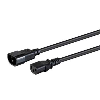 Monoprice Extension Cord - 8 Feet - Black | IEC 60320 C14 to IEC 60320 C13, 14AWG, 15A, 100-250V, For Powering Computers, Monitors, and other
