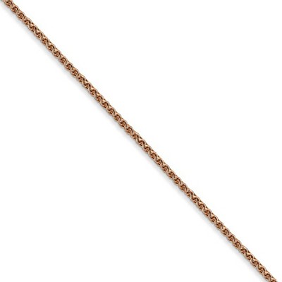 Black Bow Jewelry 1.2mm, 14k Rose Gold, Diamond Cut Solid Spiga Chain Necklace