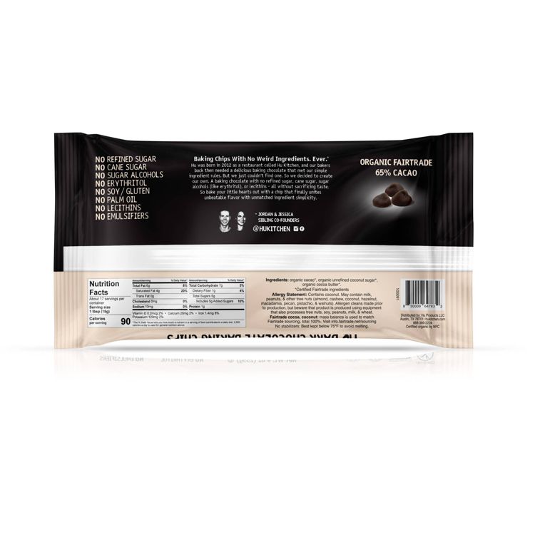 Hu Baking 65% Cacao Dark Chocolate Baking Chips - 9oz, 2 of 3