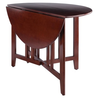 42" Transitional Round Walnut Wood Extendable Dining Table