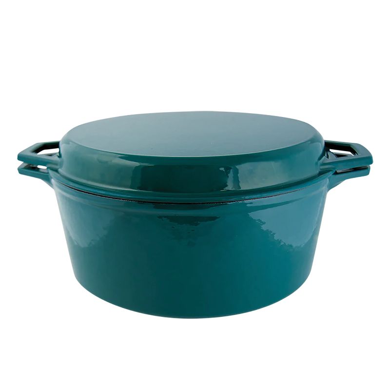 Taste of Home® 7-Qt. Enameled Cast Iron Dutch Oven with Grill Lid, Sea Green, 2 of 11