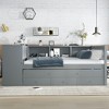 Full Size Wood Daybed with Trundle, Storage Drawers and Side Shelves - 3 of 4