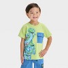 Toddler Boys' 2pc Disney Toy Story Woody Buzz Lightyear Rex Pocket T-Shirt & Brushed Active Shorts Set - Green/Blue - 3 of 4