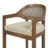 PAGED 43.5" High Bar Stools Set of 2 Modern Upholstered Counter Stools with Rattan Back and Wooden Legs for Dining Room - 4 of 4