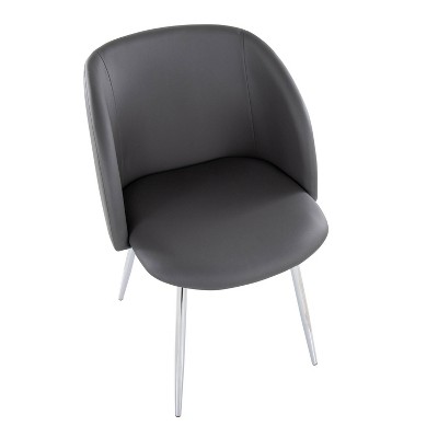 Grey Velvet and Faux Leather Upholstered Arm Chair with Metal Legs