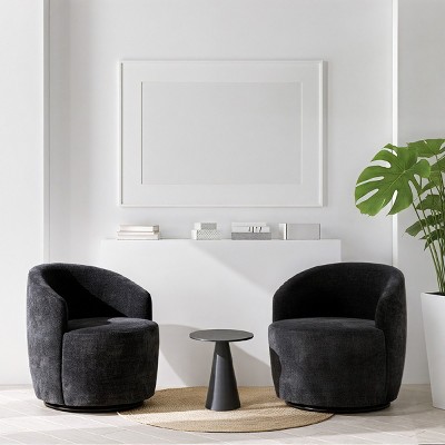 360° Swivel Accent Chair Set Of 2 Comfy Chenille Swivel Lounge Chair Arm Chair Single Sofa ,Swivel Barrel Chair For Living Room-Cuddlewood