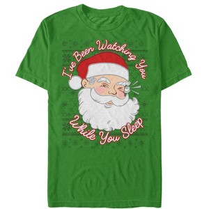 Men's Lost Gods Christmas Santa Watching You Sleep T-Shirt - 1 of 4