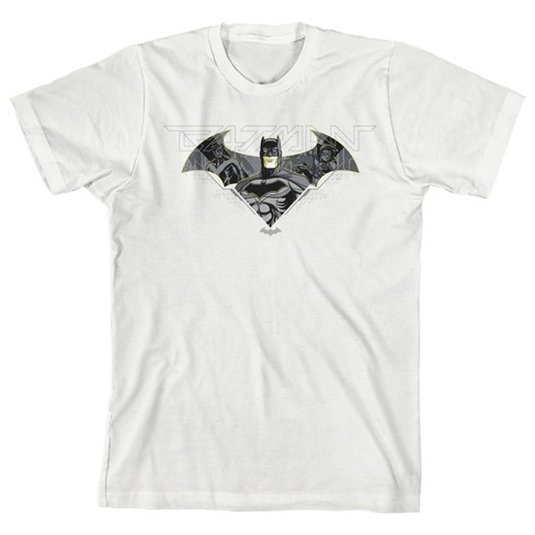 Batman Robin Nightwing Line Art Youth Boy's White T-Shirt-Medium