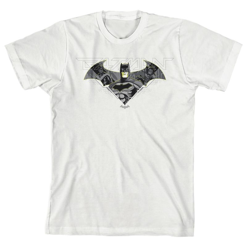 Batman Robin Nightwing Line Art White T-Shirt Toddler Boy to Youth Boy, 1 of 4