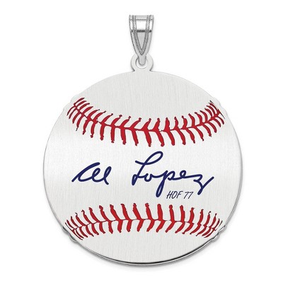 Black Bow Jewelry Sterling Silver Al Lopez Signature LG Enamel Baseball Pendant