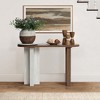 LuxenHome Travertine-Style MDF Wood Oval Console Table Brown - 4 of 4