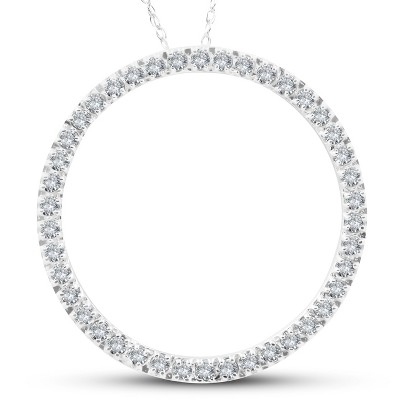 Pompeii3 5/8Ct Circle Of Life Round Diamond Pendant 10K White Gold
