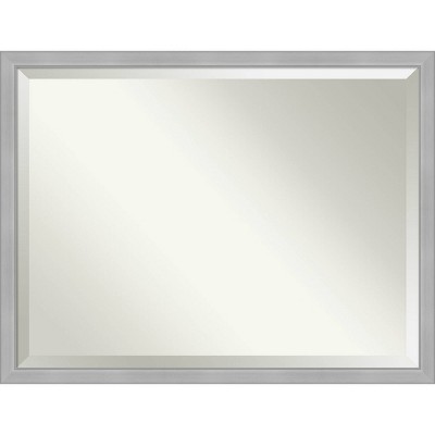 Brushed Nickel 43.5 in. x 34.5 in. Custom Non-Beveled Recycled Polystyrene  Framed Bathroom Vanity Wall Mirror