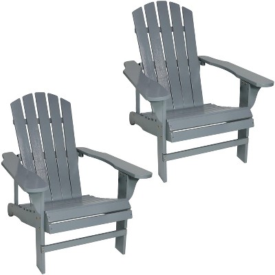 Sunnydaze Outdoor Coastal Bliss Painted Fir Wood Lounge Backyard Patio Adirondack Chair - Gray - 2pk