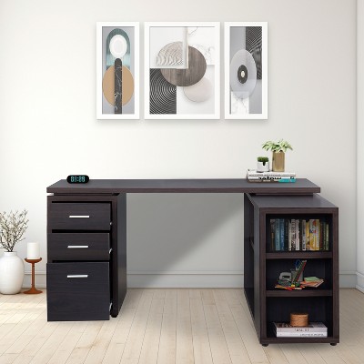 Home Imports Emporium Executive L- Shaped Desk with Drawers, Computer Writing Desk